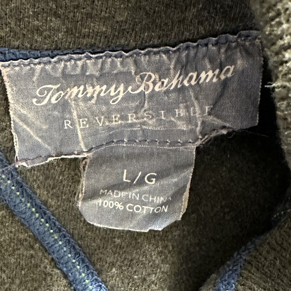 Tommy Bahama Men's Sweater L Blue Brown Long Sleeve 1/4 Zip Pullover Reversible - Picture 4 of 10